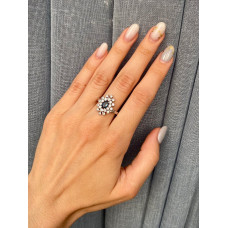 Silver ring with inserts London Topaz and cubic Zirconia 010-3310