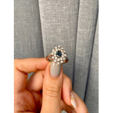 Silver ring with inserts London Topaz and cubic Zirconia 010-3310