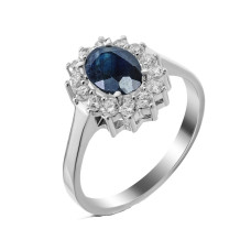 Silver ring with accents of sapphire and zirconium 012-3110