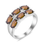 Срібна каблучка з гранатом оранж 024-43