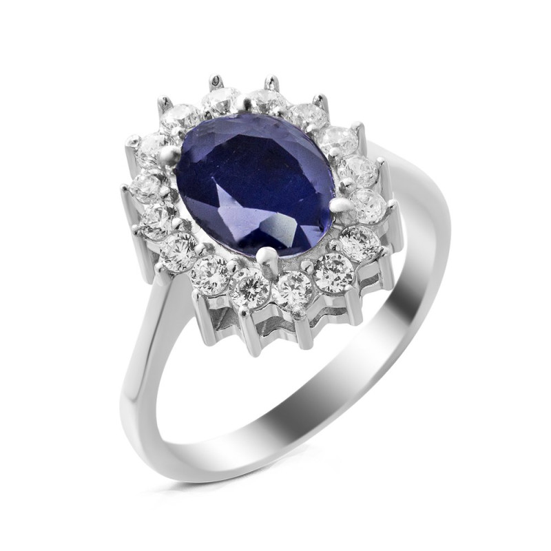 Серебряное кольцо со вставками сапфира 085-3110