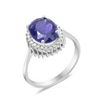 Срібна каблучка з танзанітом та фіанітом 134-3510