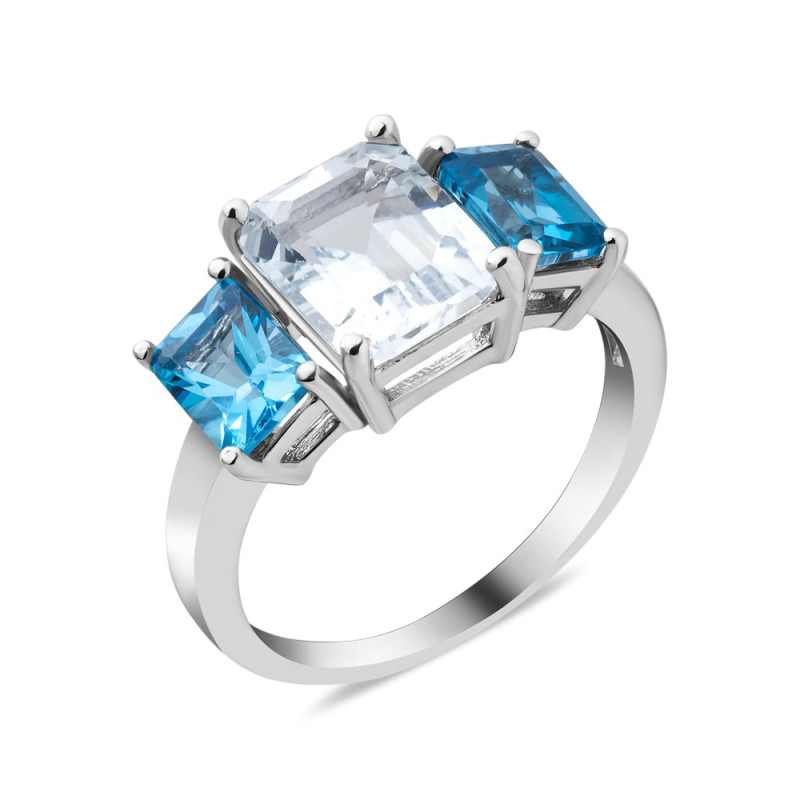 Серебряное кольцо с белым топазом 154-1130