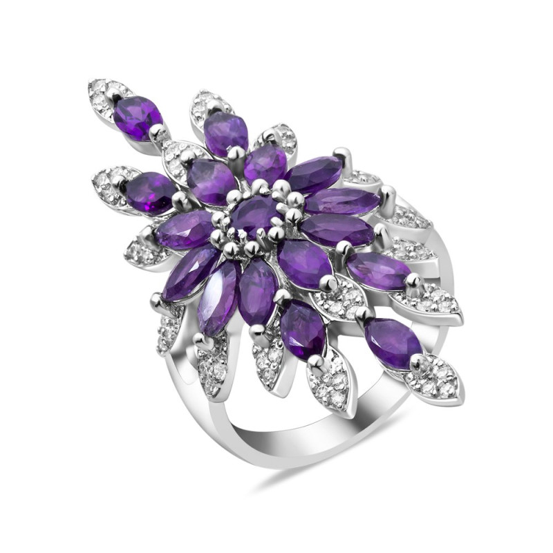 Серебряное кольцо с бразильским аметистом  175-6110