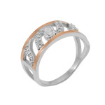 Silver ring with gold and cubic Zirconia Merelin-10
