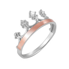 Серебряное кольцо с золотом и куб. цирконием Zhozefina-10