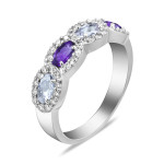 Silver ring with Brazilian amethyst, morganite and cubic zirconia 009-614510
