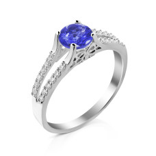 Серебряное кольцо с танзанитом и куб. цирконием 019-3510