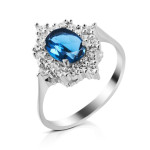Срібна каблучка з лондон топазом та фіанітом 042-3310