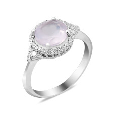 Серебряное кольцо с розовым кварцем 048-4610