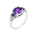 Silver ring with Brazilian amethyst and cubic zirconia 064-6110