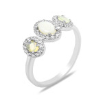 Срібна каблучка з опалом та фіанітом 075-5510