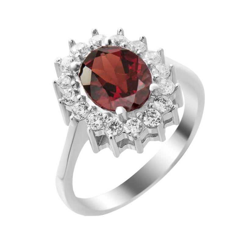 Серебряное кольцо со вставками граната 085-4110