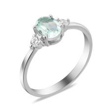 Срібна каблучка з зеленим кварцем та фіанітом 149-6410