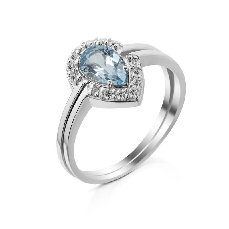 Серебряное кольцо с скай топазом 004-3910
