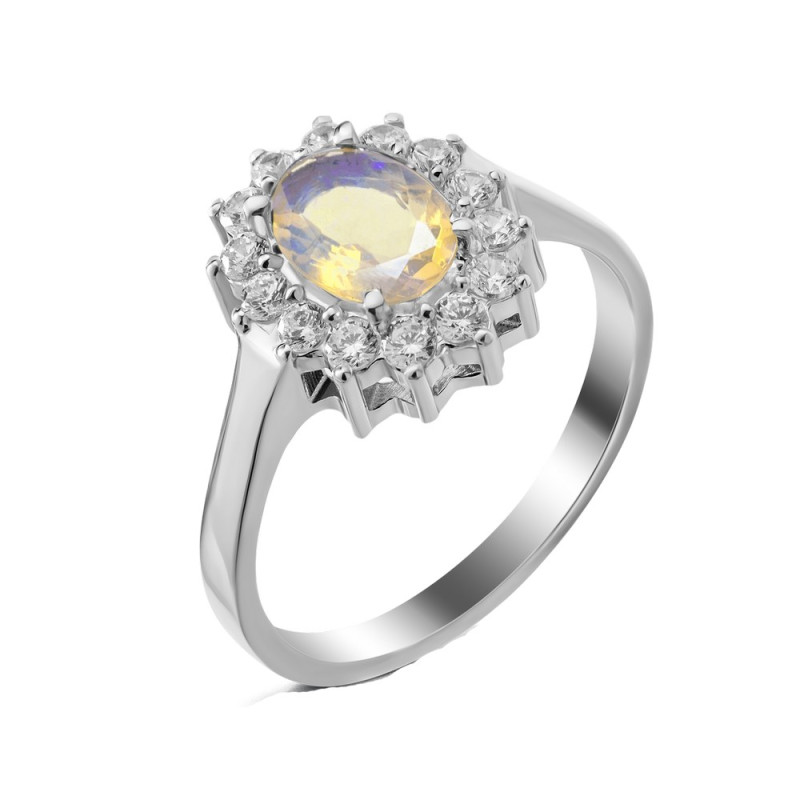 Срібна каблучка з опалом та фіанітом 012-5510