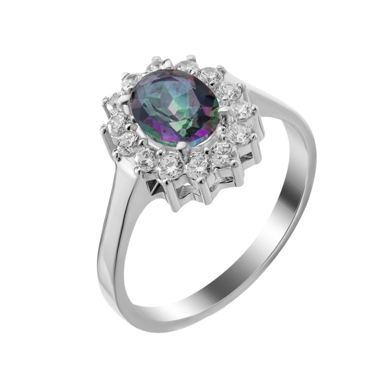 Серебряное кольцо с нано фианитом мистик 012N-8110