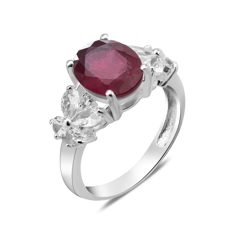 Silver ring with ruby 034-4410
