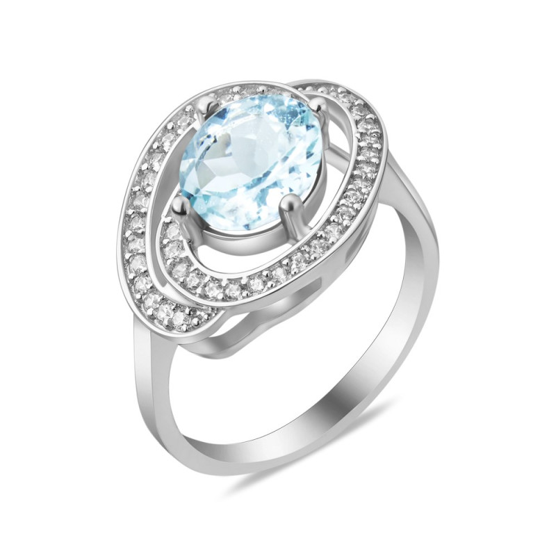 Серебряное кольцо с скай топазом 049-3910