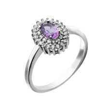 Silver ring with amethyst inserts 086-6210