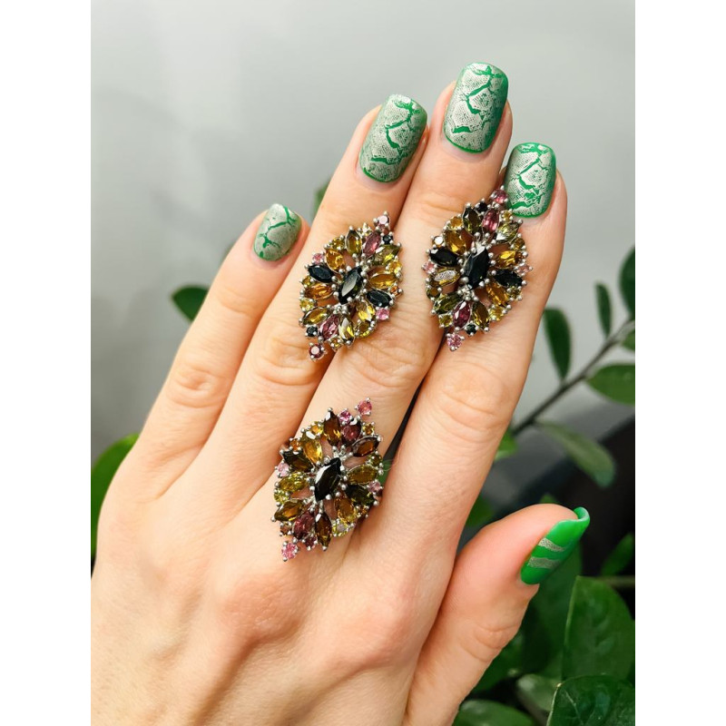 Серебряное кольцо с турмалином 198-65