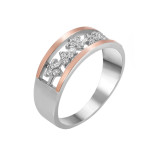 Silver ring with gold and cubic Zirconia Briz_10