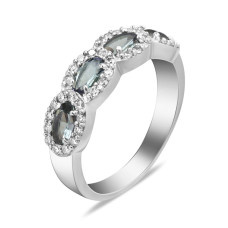 Срібна каблучка з танзанітом та фіанітом 009-3510