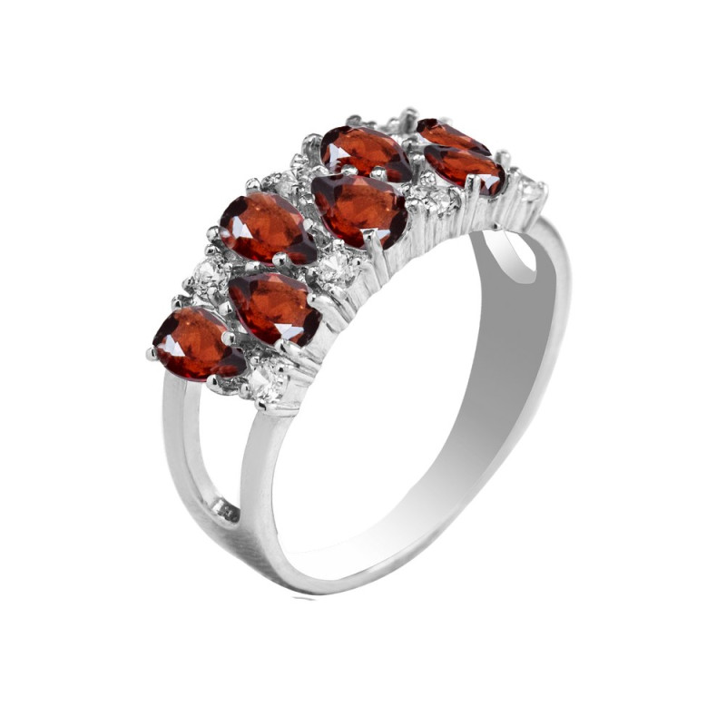 Срібна каблучка з вставками гранату 026-4110