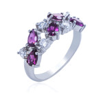 Срібна каблучка з родолітом та фіанітом 038-4210