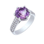Silver ring with amethyst and cubic zirconia 054-6210