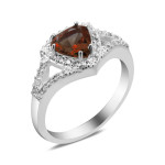 Срібна каблучка з гранатом та фіанітом 079-4110