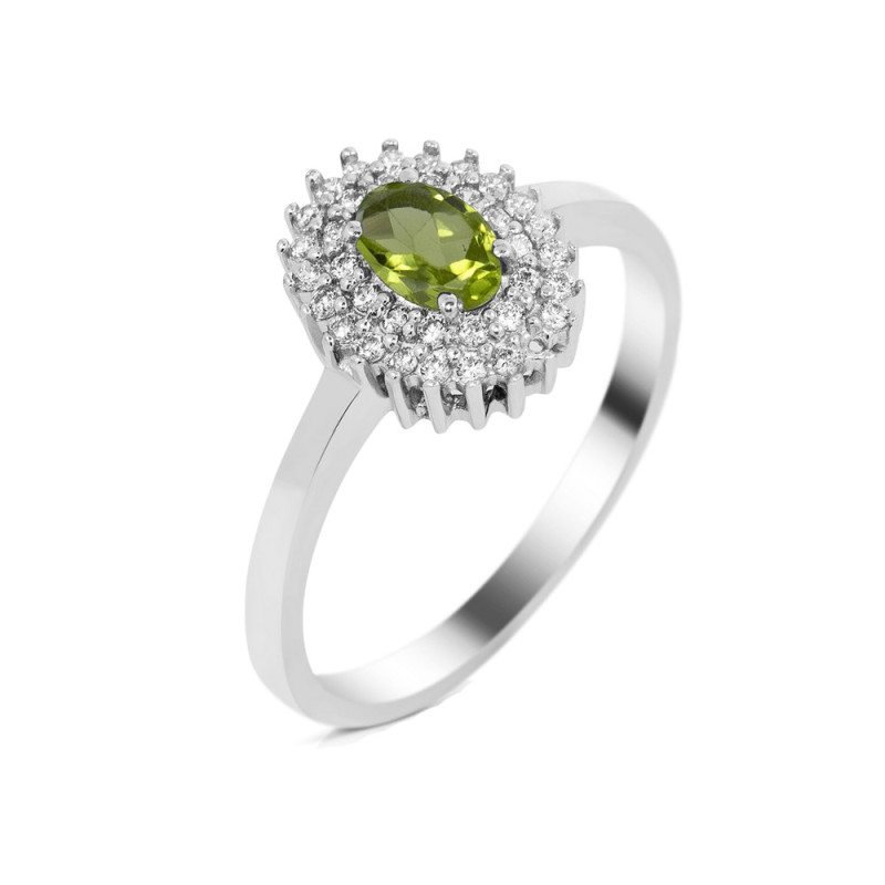 Кольцо с натуральными камнями перидота 086-5310