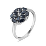 Срібна каблучка з сапфіром та фіанітом 148-3110