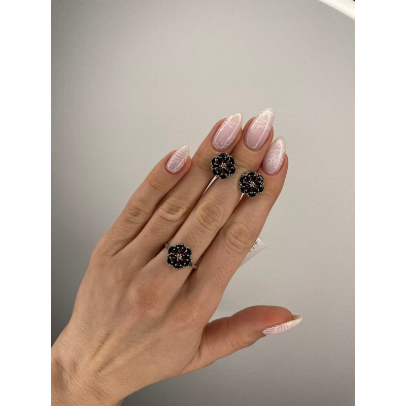 Срібна каблучка з сапфіром та фіанітом 148-3110