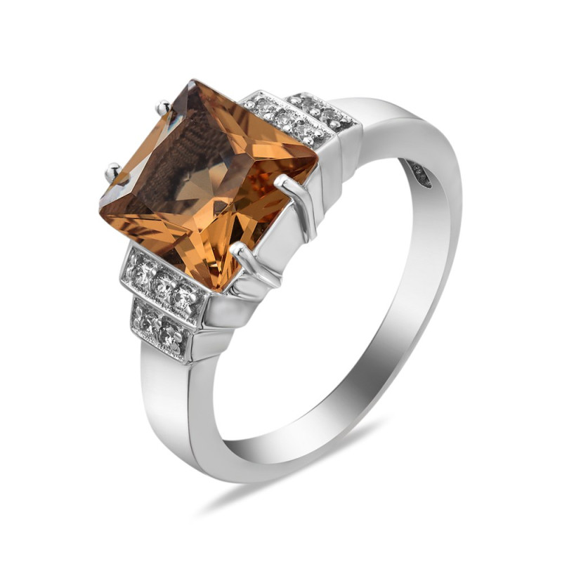 Срібна каблучка з нано султанітом та фіанітом 156N-8210