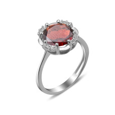 Срібна каблучка з гранатом та фіанітом 167-4110