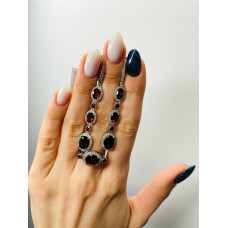 Срібна каблучка з гранатом та фіанітом 191-4110