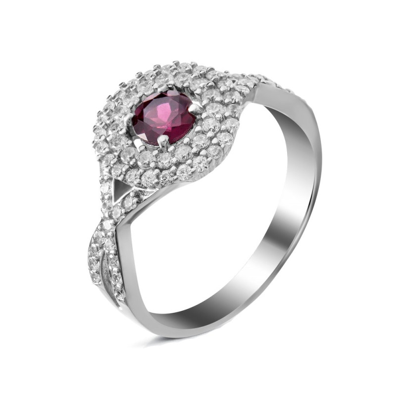 Серебряное кольцо со вставками родолита 002-4210