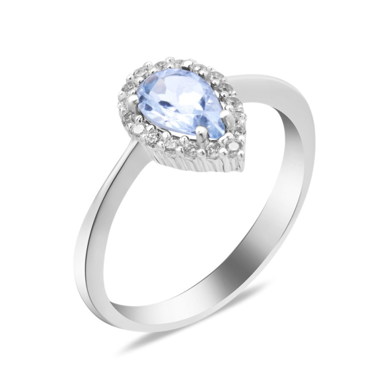 Срібна каблучка з скай топазом та фіанітом 011-3910