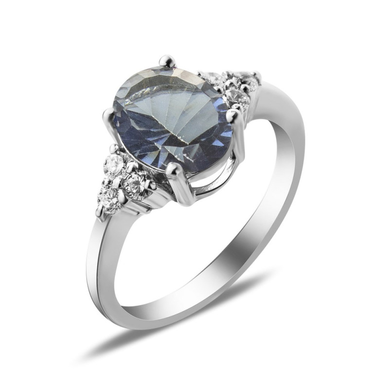 Серебряное кольцо с кварцем и куб. цирконием 021-3210
