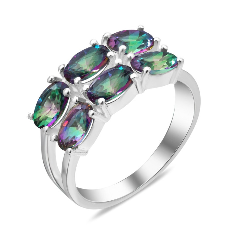 Silver ring with nano cubic zirconia mystic 024N-81