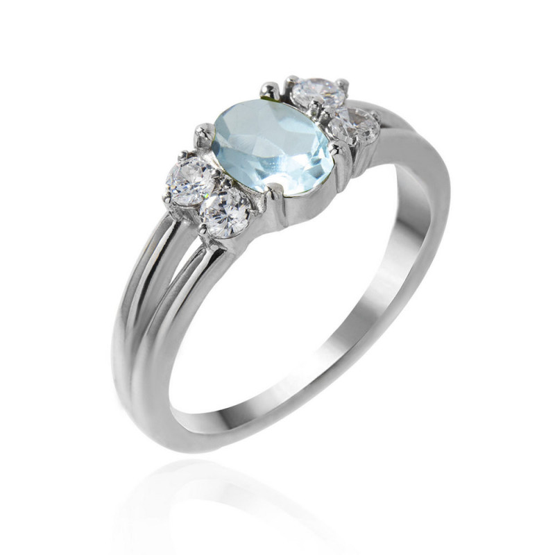 Срібна каблучка з свіс топазом та фіанітом 066-3010