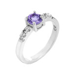 Срібна каблучка з аметистом та фіанітом 068-6210