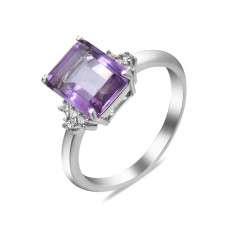 Серебряное кольцо со вставками аметиста 103-6210