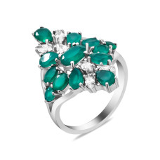 Серебряное кольцо с зеленим агатом 139-7310