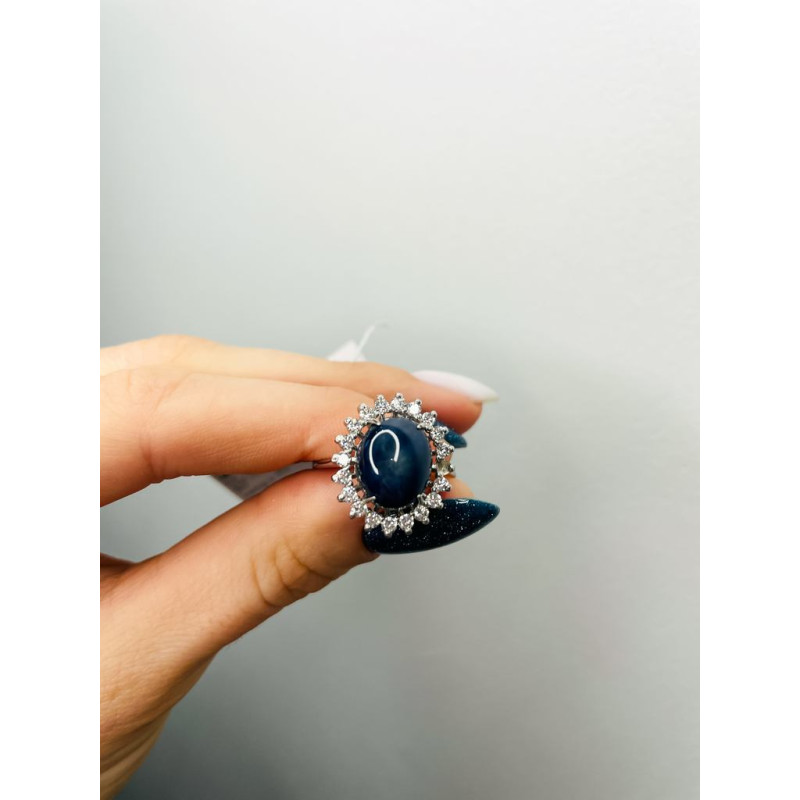 Кольцо с звездный сапфиром 140-7510