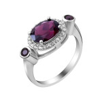 Срібна каблучка з родолітом та фіанітом 191-4210