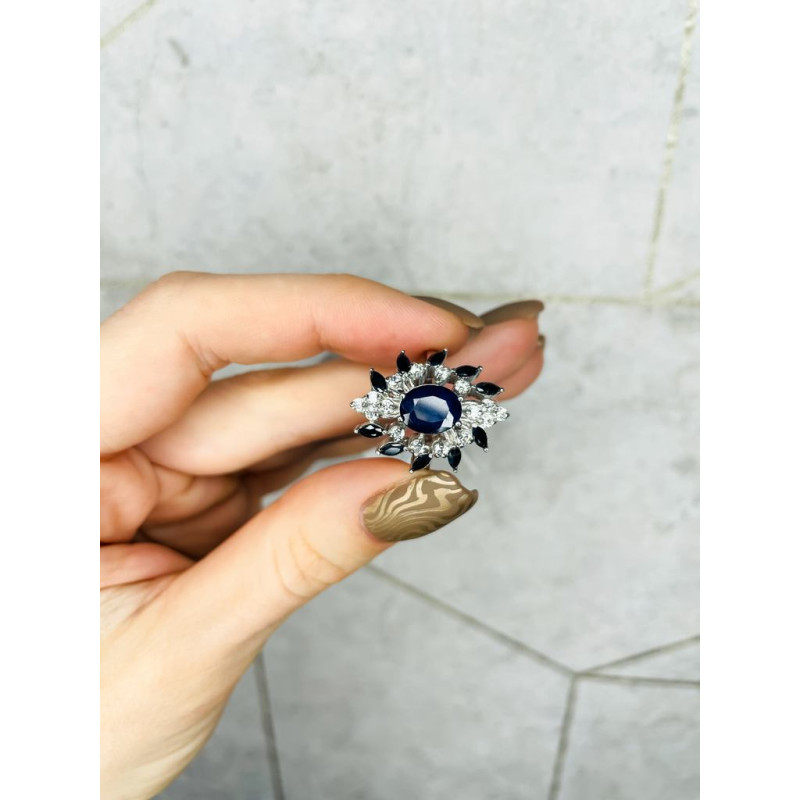 Серебряное кольцо с натуральным сапфиром 214-3110