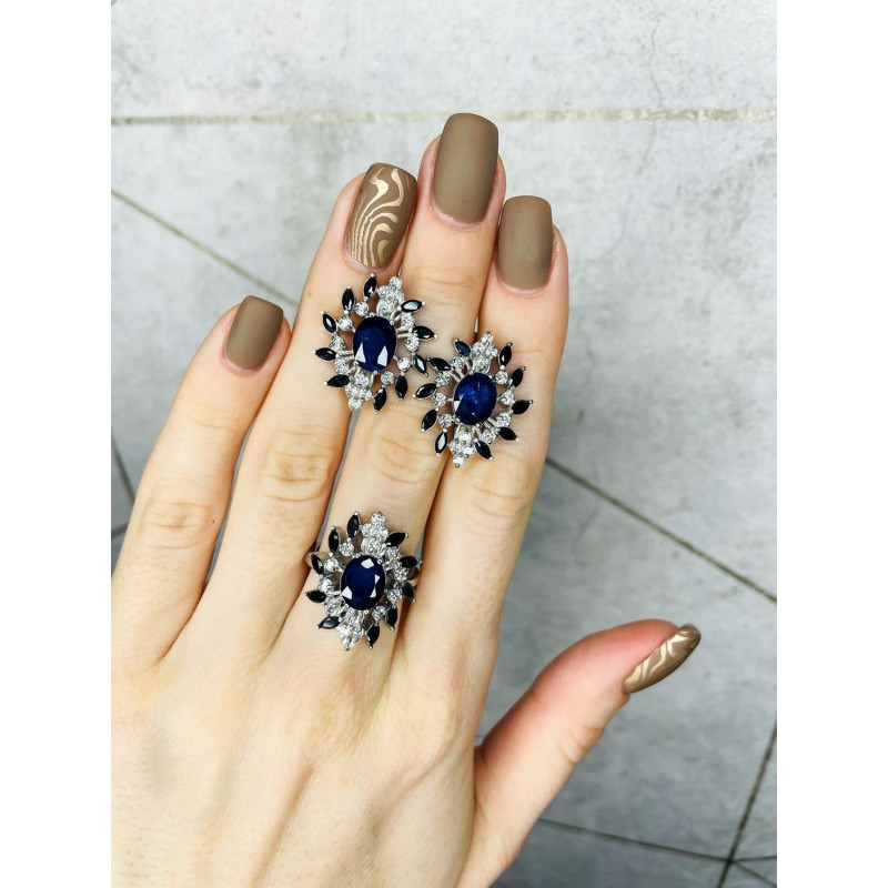 Серебряное кольцо с натуральным сапфиром 214-3110