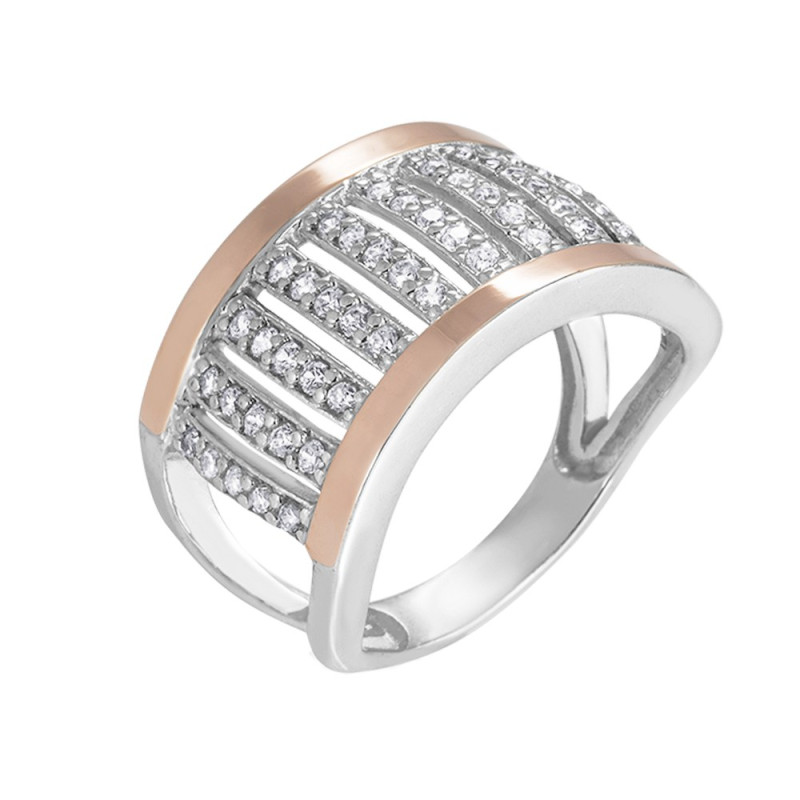 Серебряное кольцо с золотом и куб. цирконием Runo-10